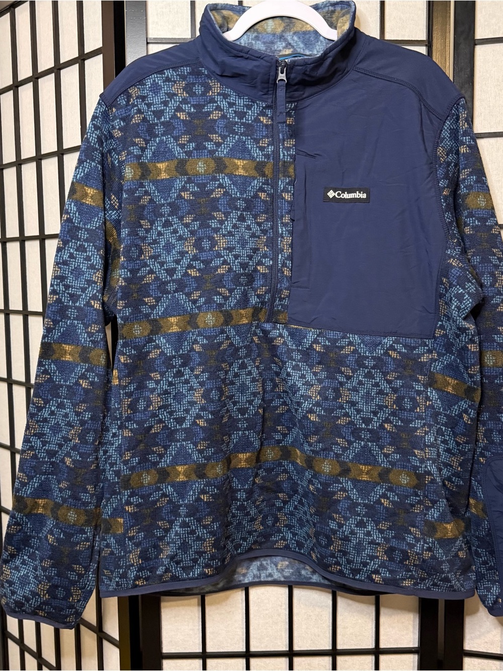 Men’s Columbia Blue Patterned Half-Zip Pullover XL